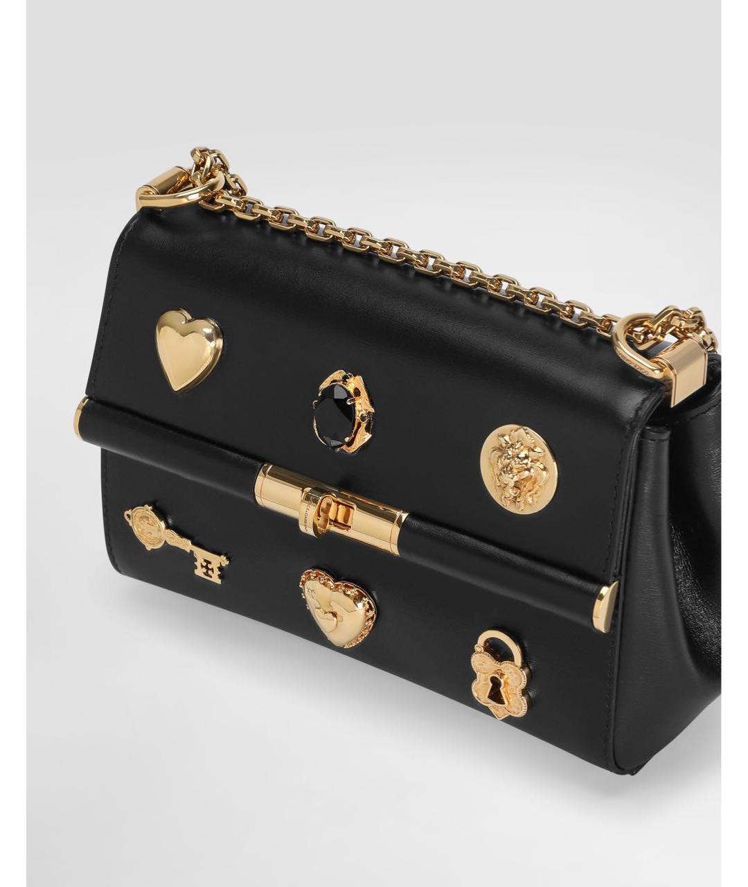 DOLCE&GABBANA Черная кожаная сумка через плечо, фото 5