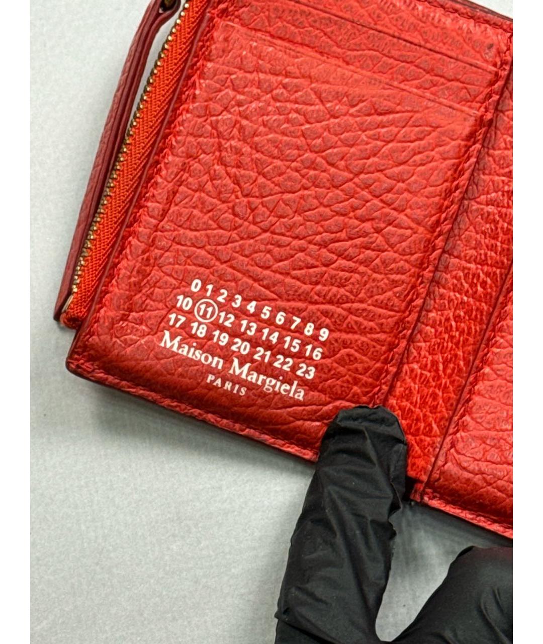 MAISON MARGIELA Красный кожаный кошелек, фото 4