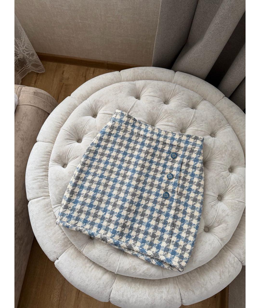 SANDRO Голубой твидовый костюм с юбками, фото 3