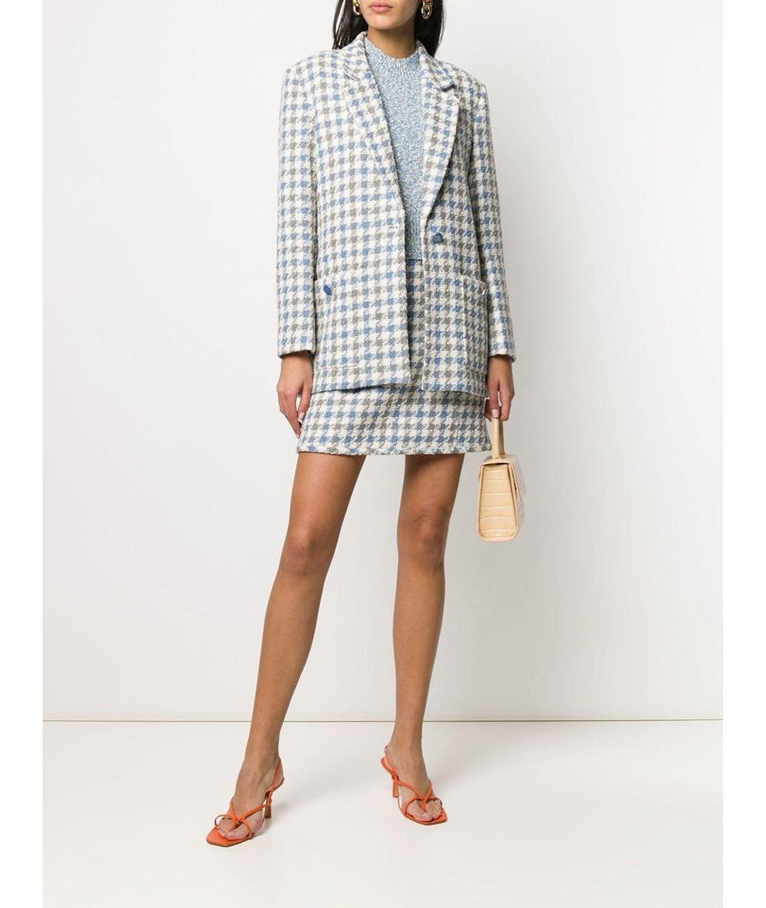 SANDRO Голубой твидовый костюм с юбками, фото 7