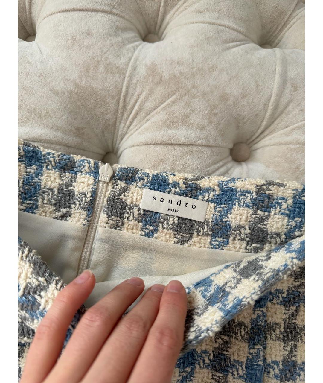 SANDRO Голубой твидовый костюм с юбками, фото 4