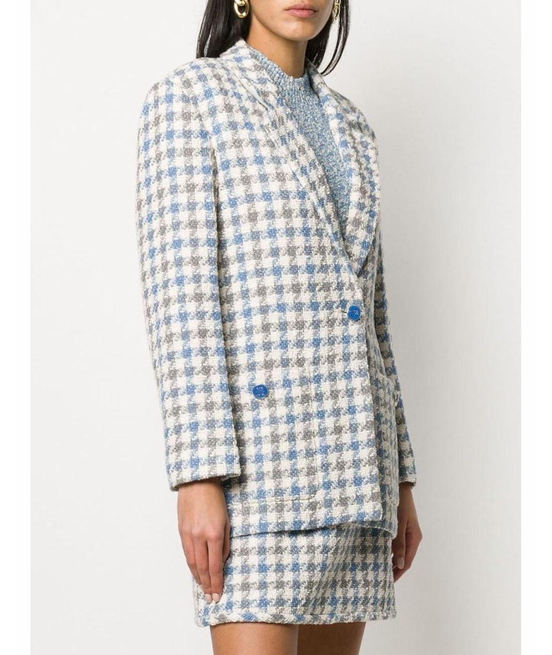 SANDRO Голубой твидовый костюм с юбками, фото 8