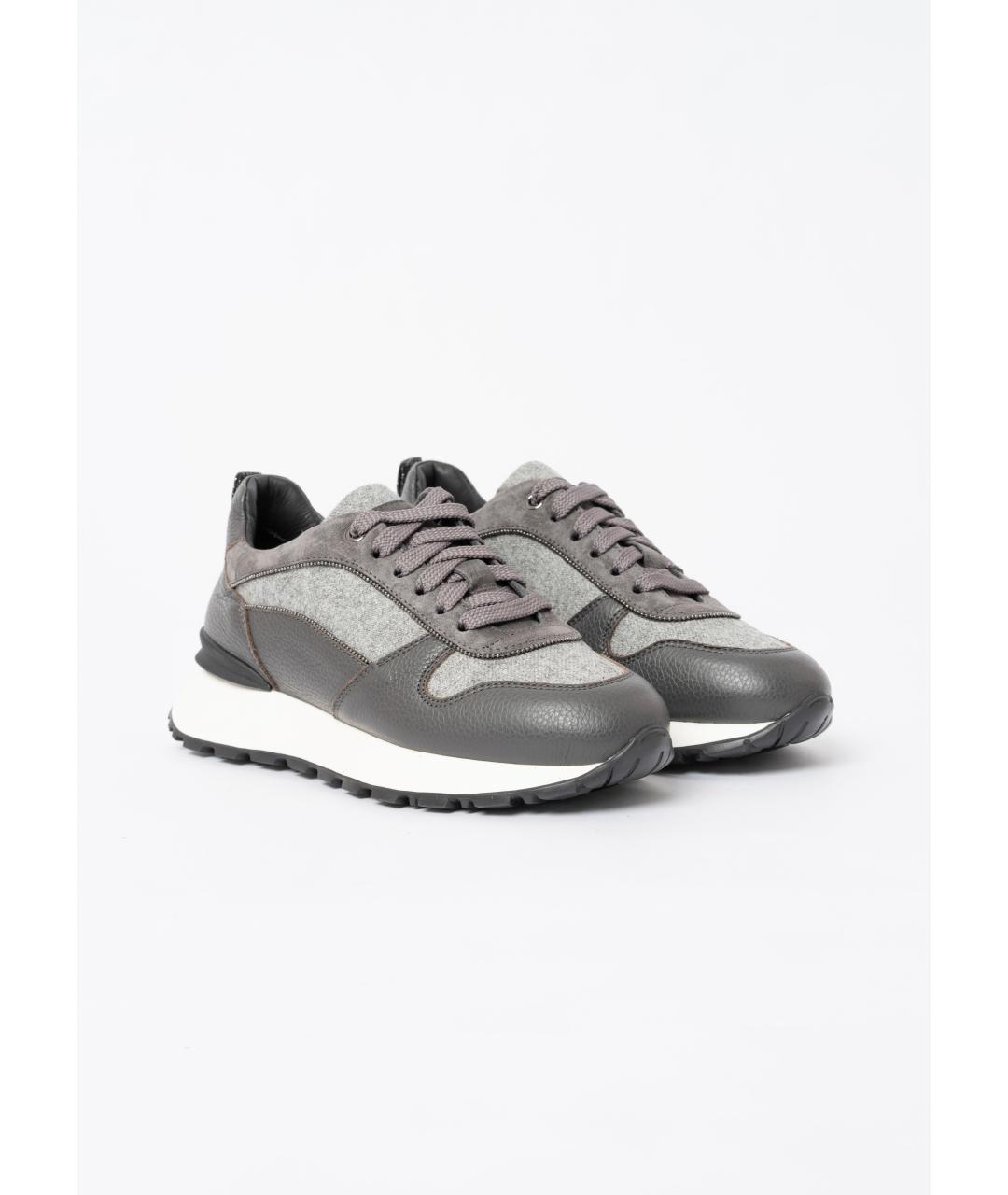 DOUCAL'S Серые кожаные кроссовки, фото 2