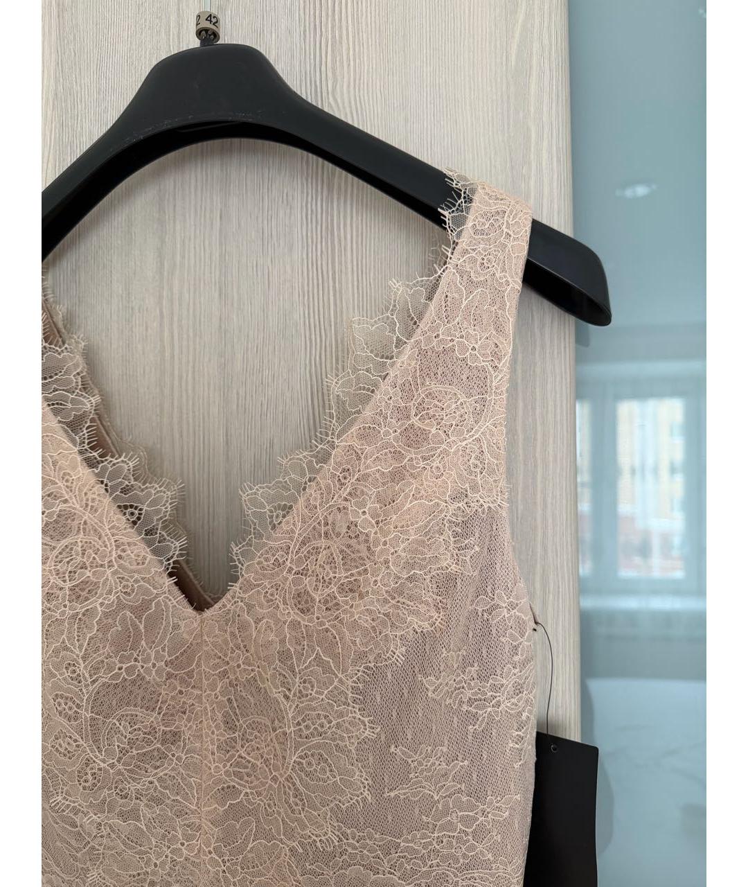 BCBG MAXAZRIA Бежевое кружевное коктейльное платье, фото 5