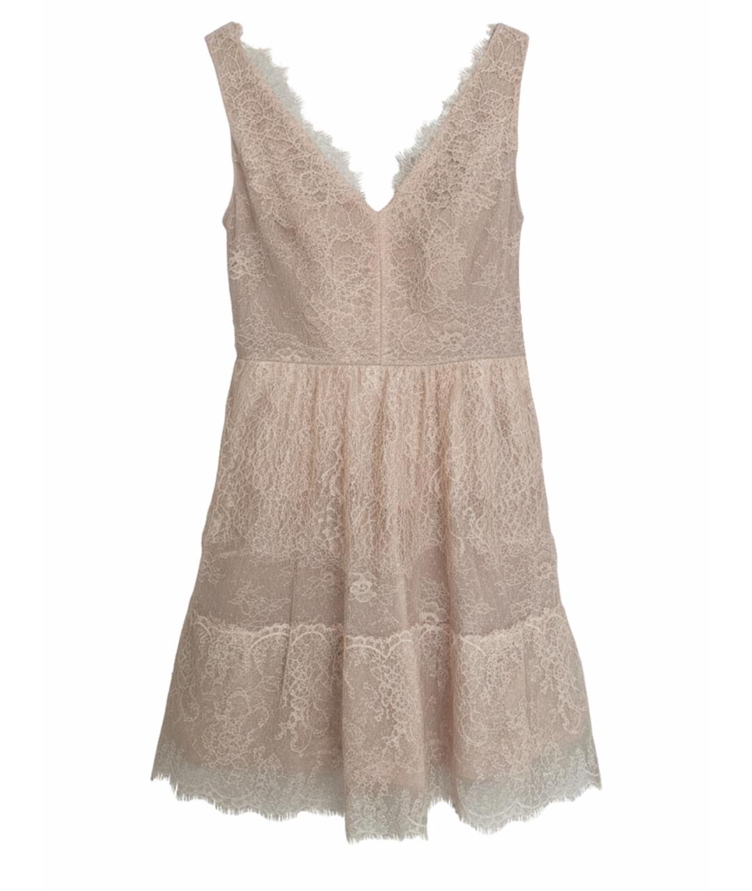 BCBG MAXAZRIA Бежевое кружевное коктейльное платье, фото 1