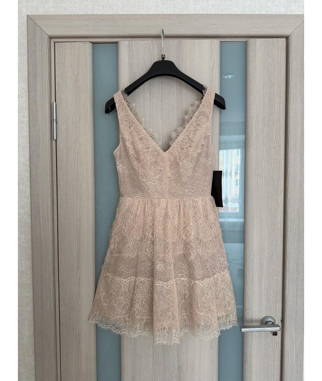 BCBG MAXAZRIA Бежевое кружевное коктейльное платье, фото 3