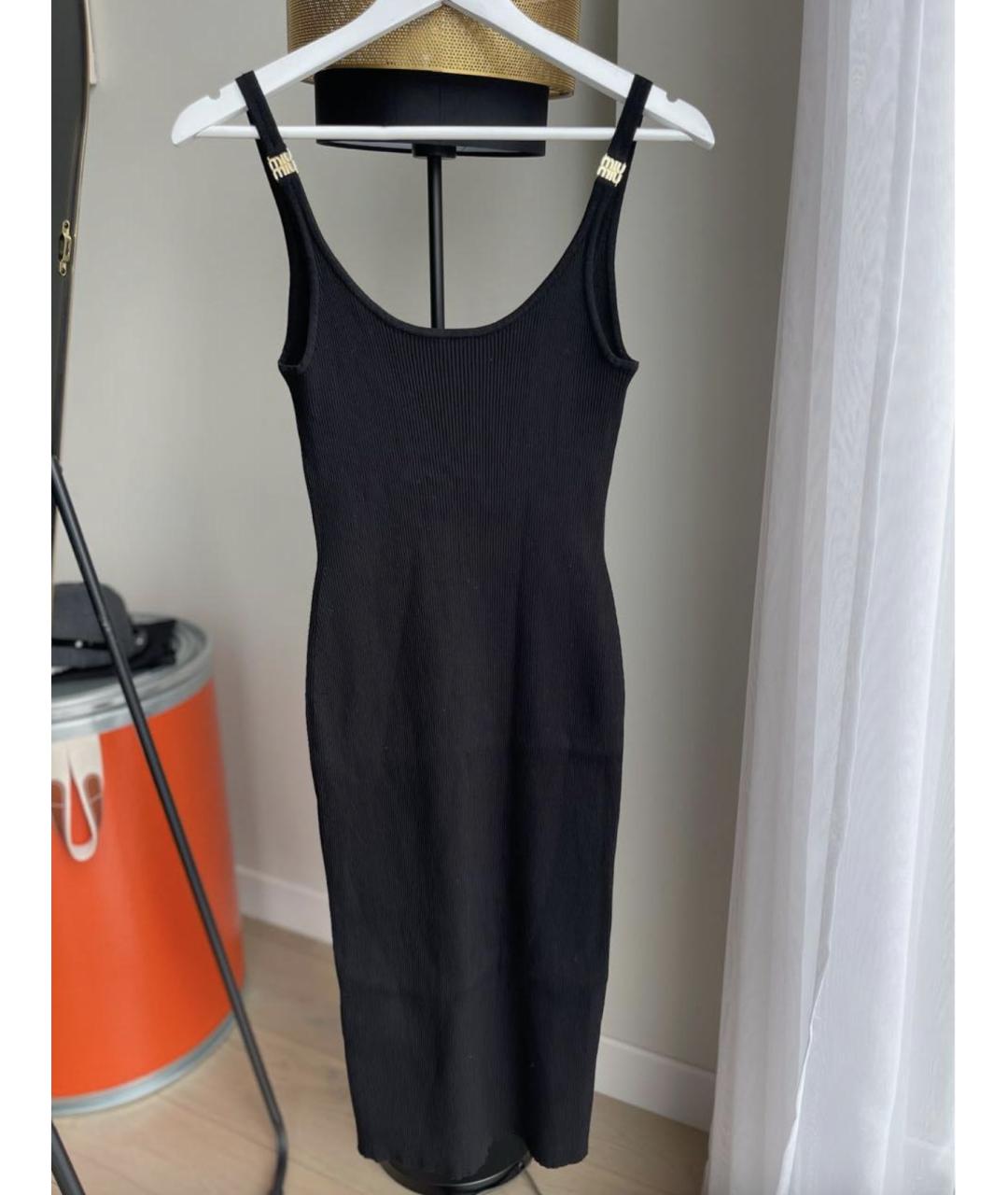 MIU MIU Черное вискозное повседневное платье, фото 2