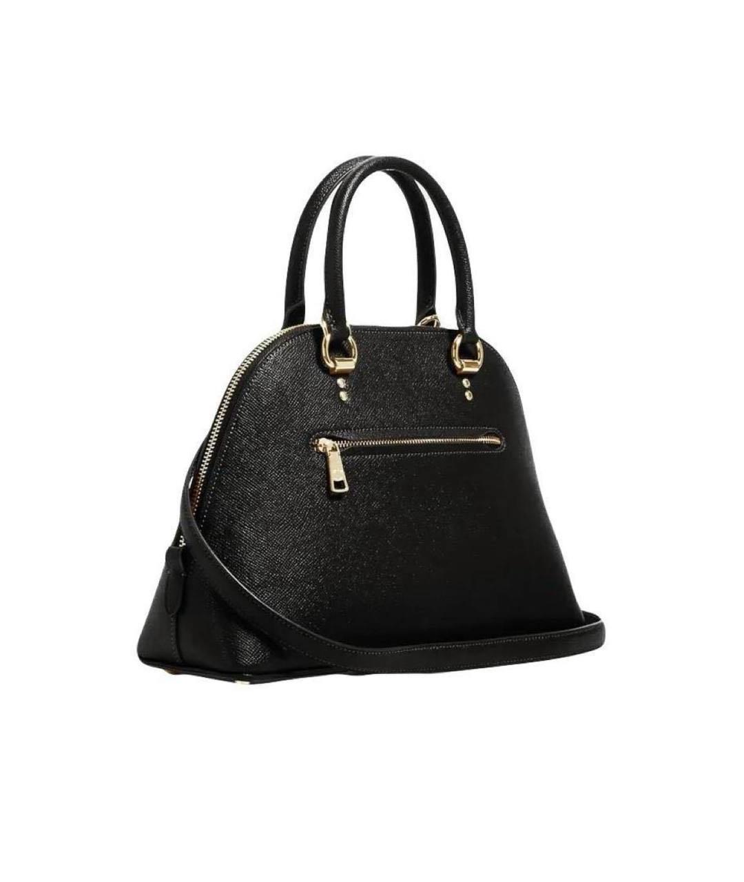 COACH Черная кожаная сумка с короткими ручками, фото 4