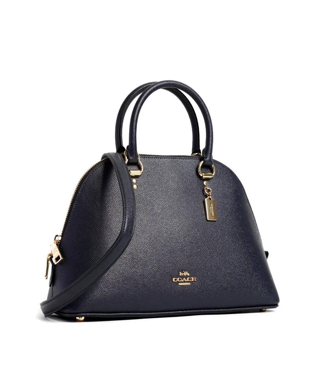 COACH Черная кожаная сумка с короткими ручками, фото 2