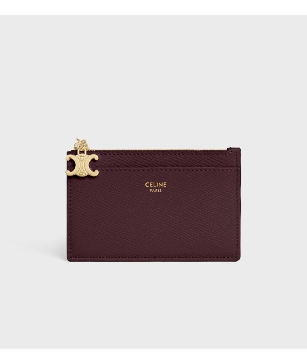CELINE Бордовый кожаный кошелек, фото 4