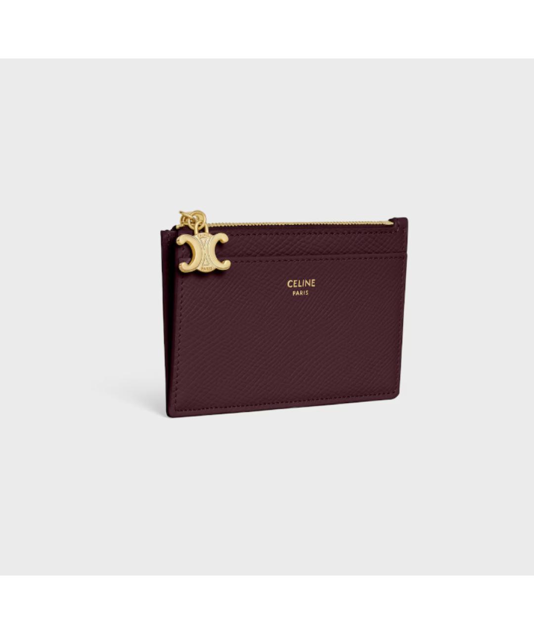 CELINE Бордовый кожаный кошелек, фото 2