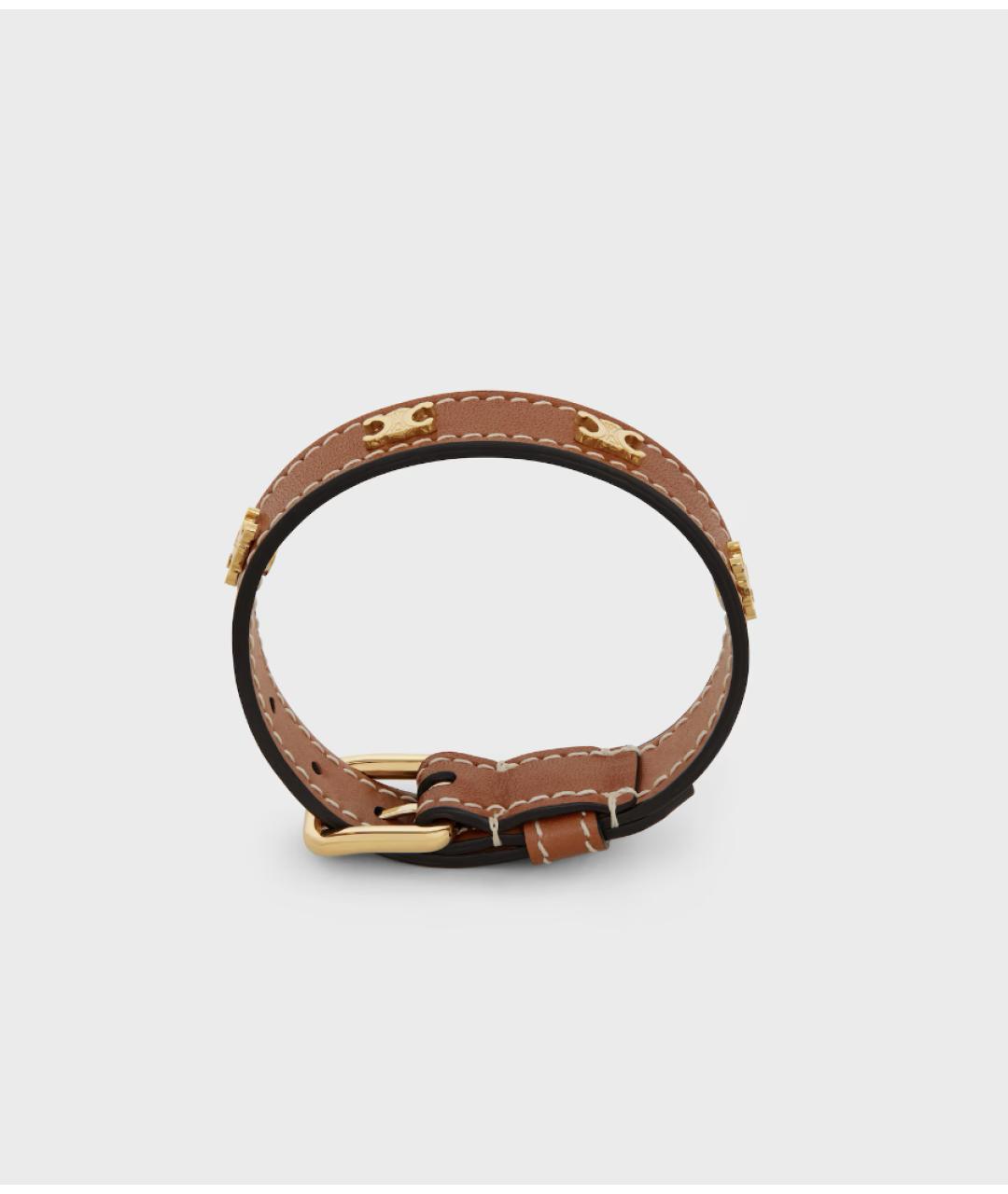 CELINE Коричневый кожаный браслет, фото 4