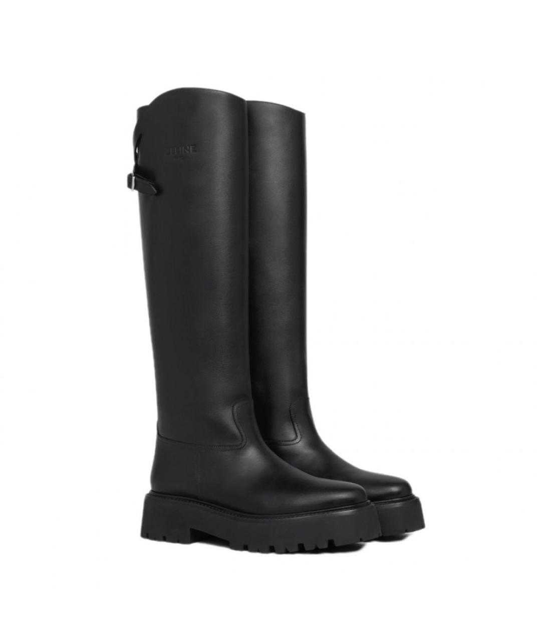 CELINE Черные кожаные сапоги, фото 2