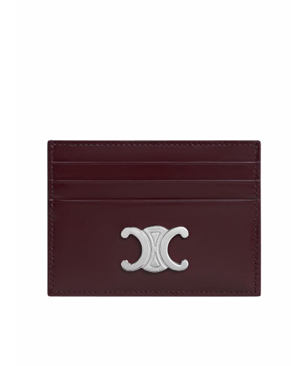 CELINE Бордовый кожаный кардхолдер, фото 1