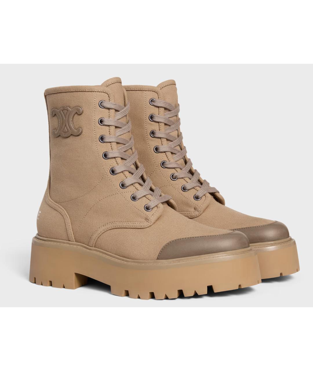 CELINE Бежевые текстильные ботинки, фото 2