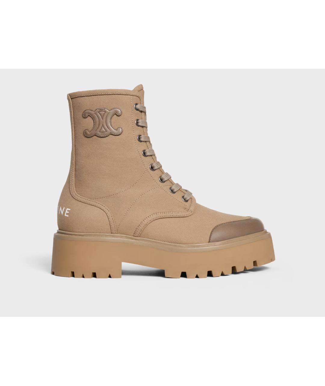 CELINE Бежевые текстильные ботинки, фото 5