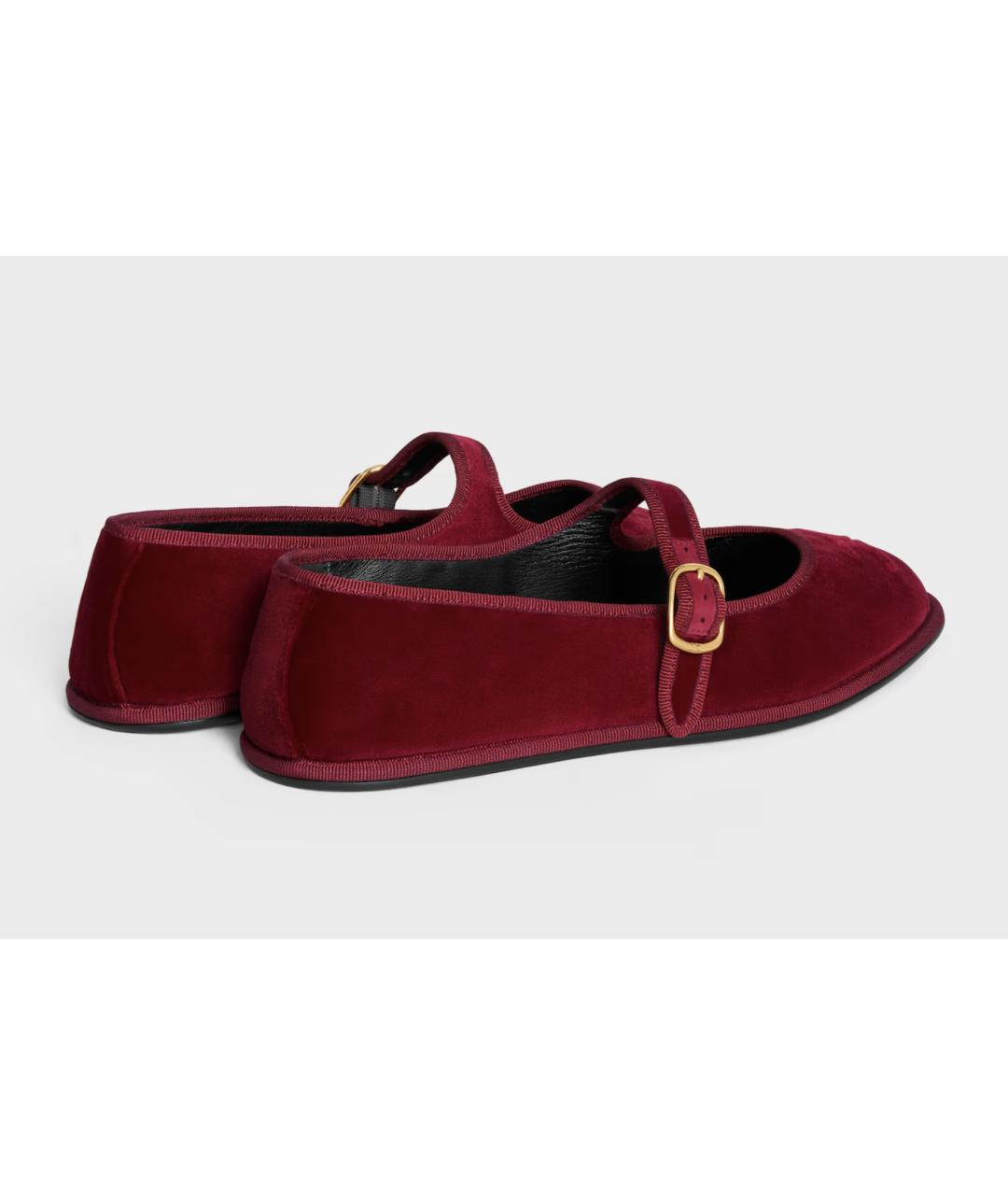 CELINE Красные бархатные балетки, фото 3