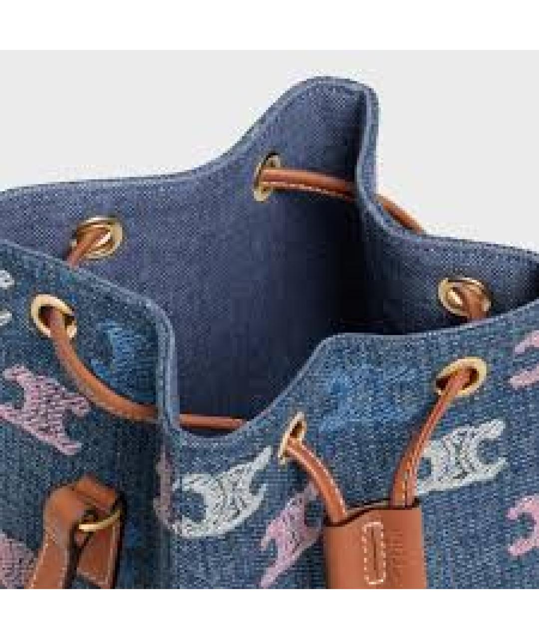 CELINE Синяя тканевая сумка через плечо, фото 2