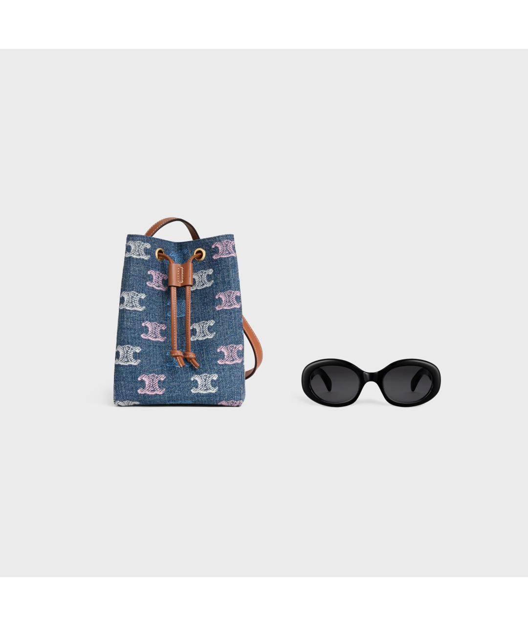 CELINE Синяя тканевая сумка через плечо, фото 3