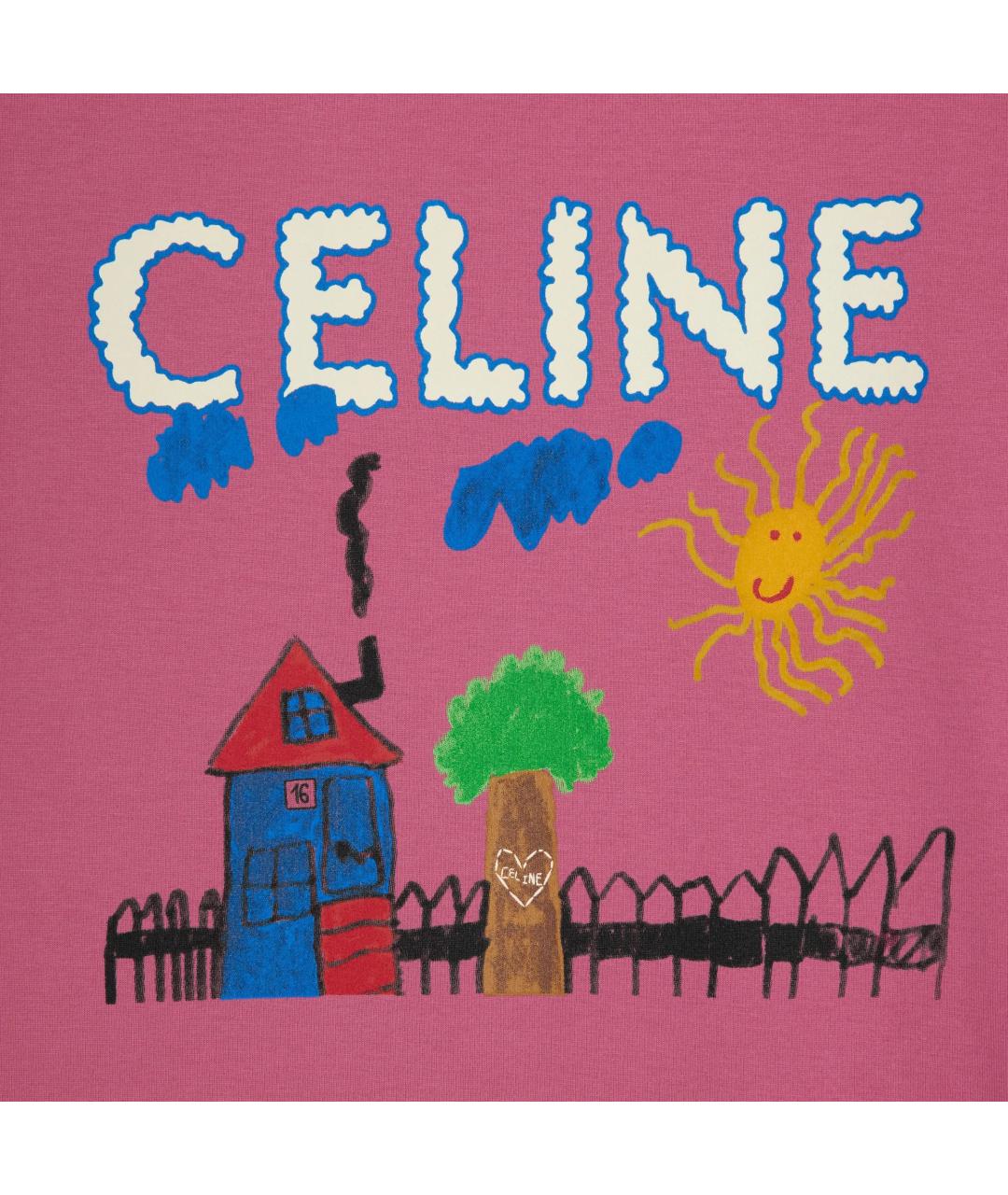 CELINE Фуксия хлопковая футболка, фото 4