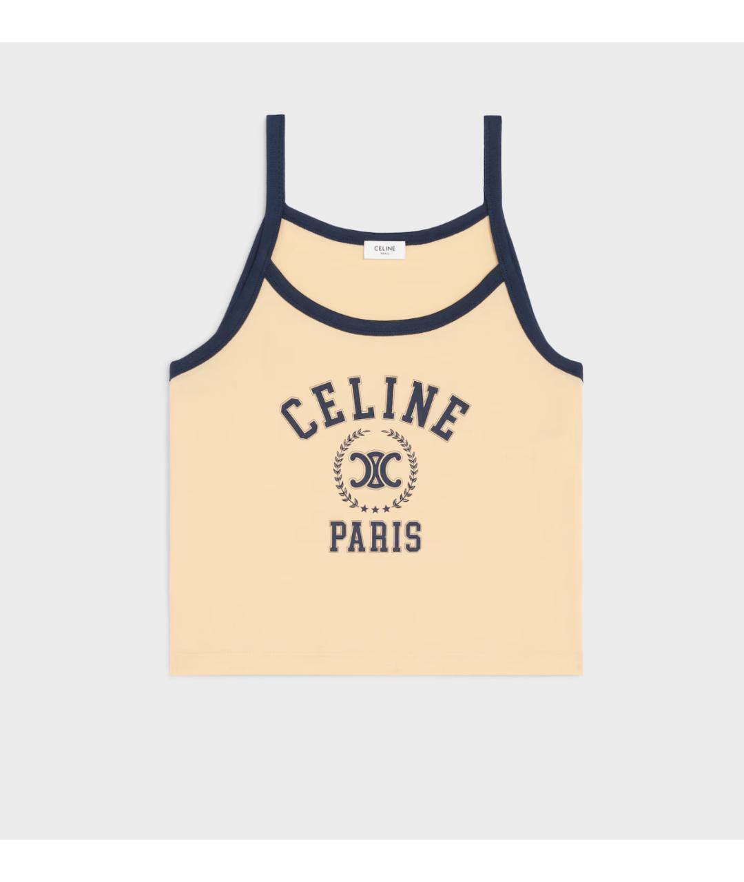 CELINE Бежевая хлопковая майка, фото 5