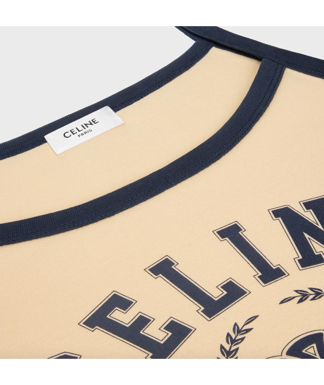 CELINE Бежевая хлопковая майка, фото 3