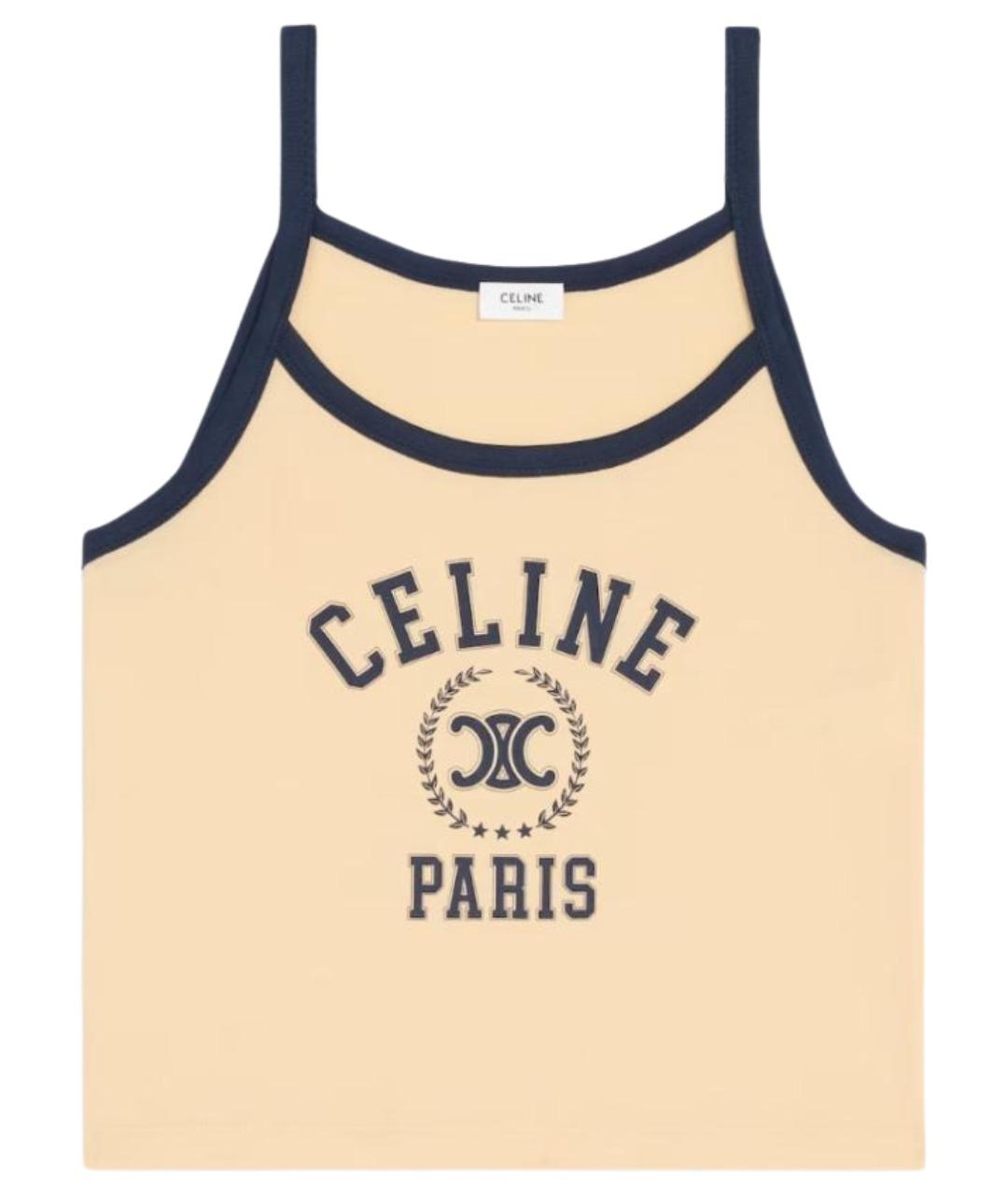 CELINE Бежевая хлопковая майка, фото 1