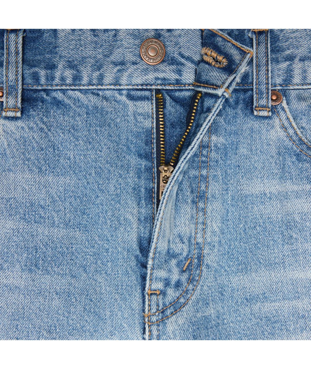 CELINE Синие хлопковые прямые джинсы, фото 4