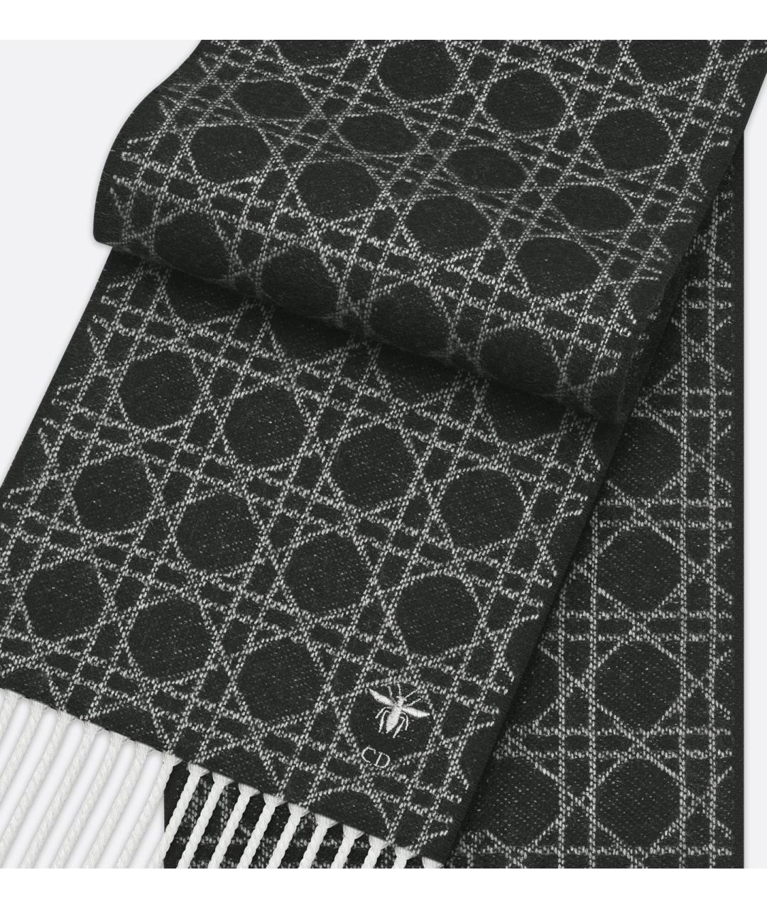 CHRISTIAN DIOR Черный кашемировый шарф, фото 5