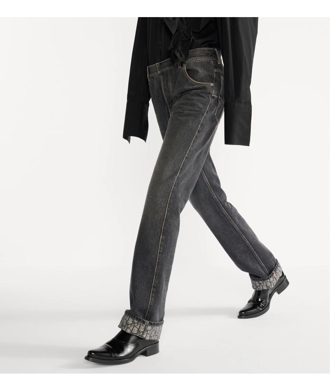 CHRISTIAN DIOR Серые хлопковые прямые джинсы, фото 3