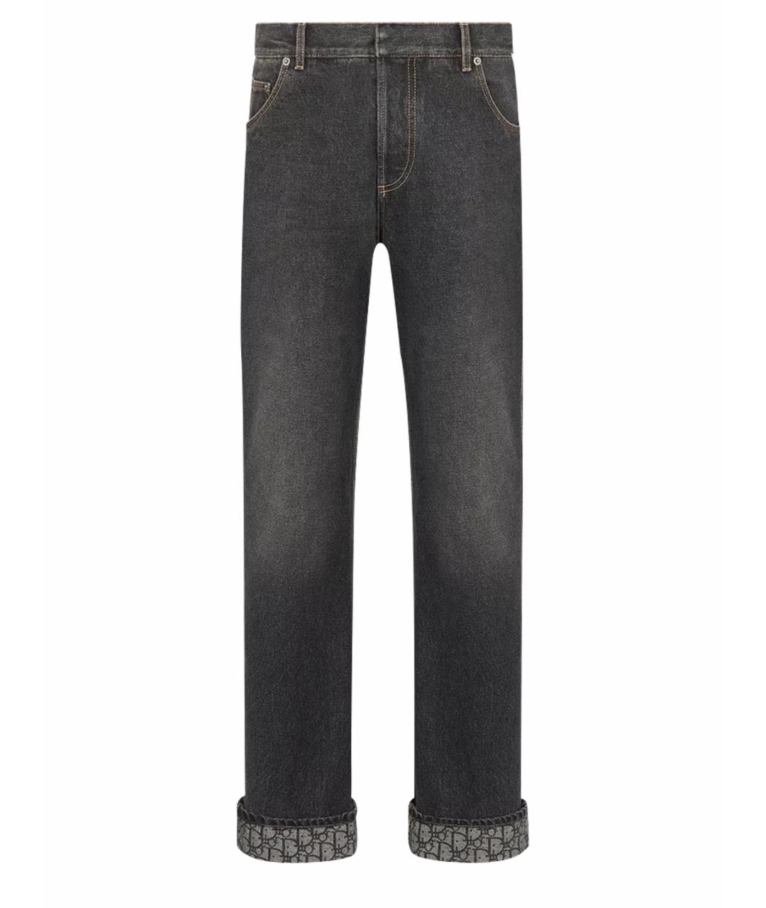 CHRISTIAN DIOR Серые хлопковые прямые джинсы, фото 1