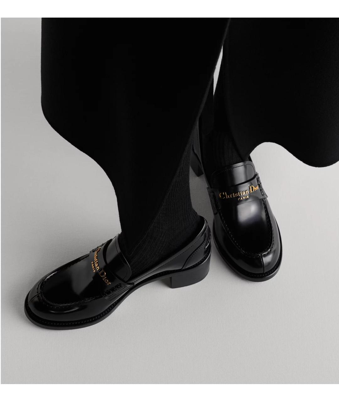 CHRISTIAN DIOR Черные кожаные лоферы, фото 3
