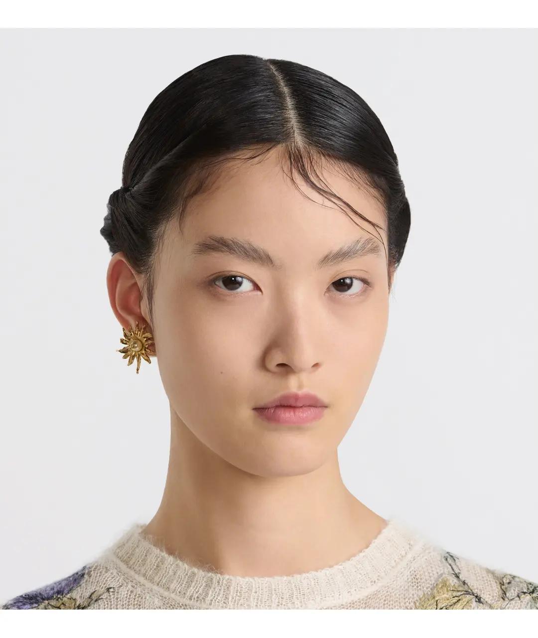 CHRISTIAN DIOR Золотые латунные серьги, фото 2