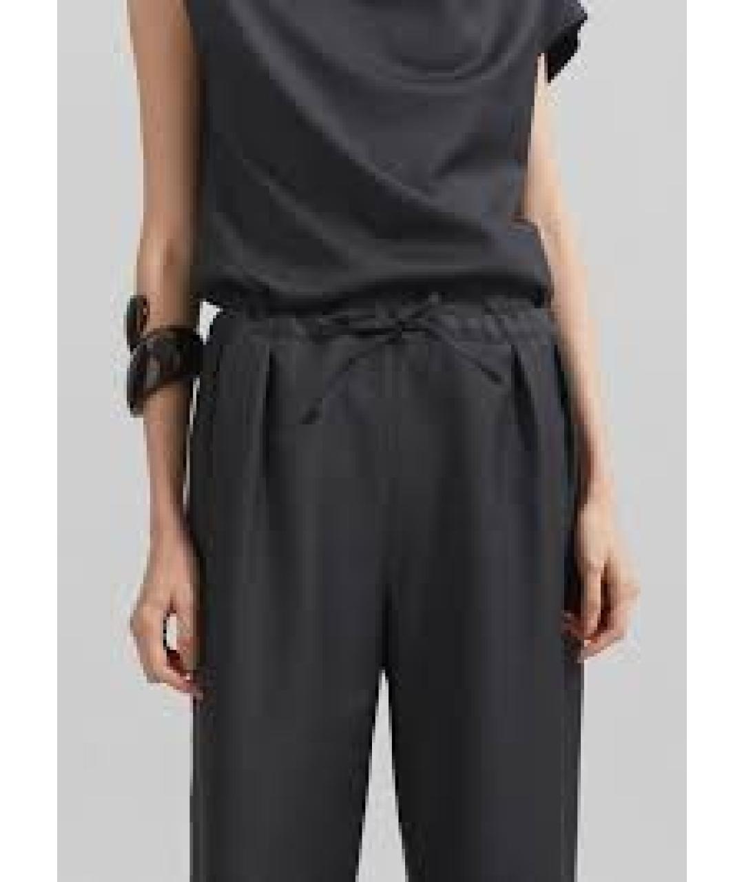 LOULOU DE SAISON Черные шерстяные прямые брюки, фото 4
