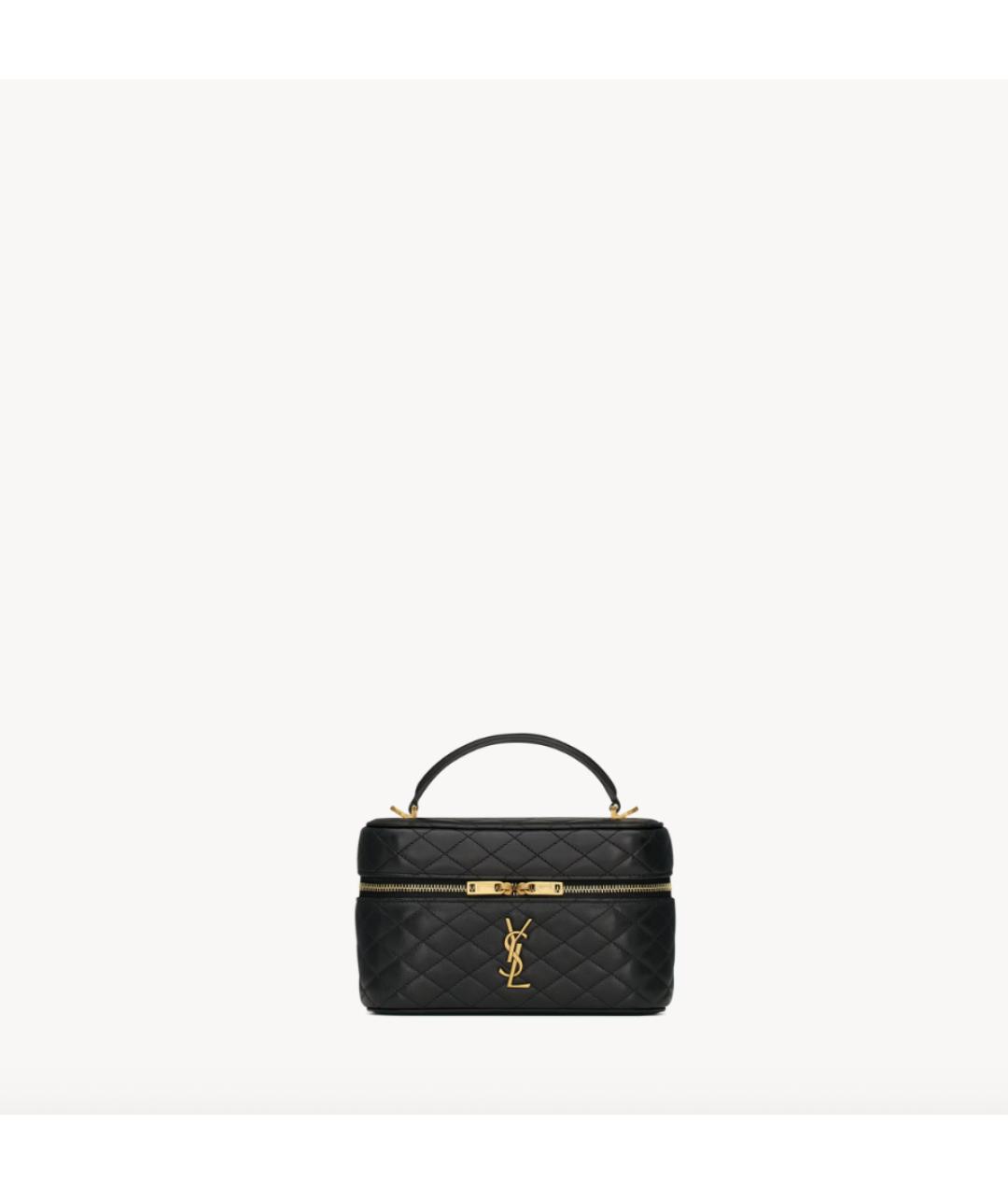 SAINT LAURENT Черная кожаная сумка с короткими ручками, фото 3