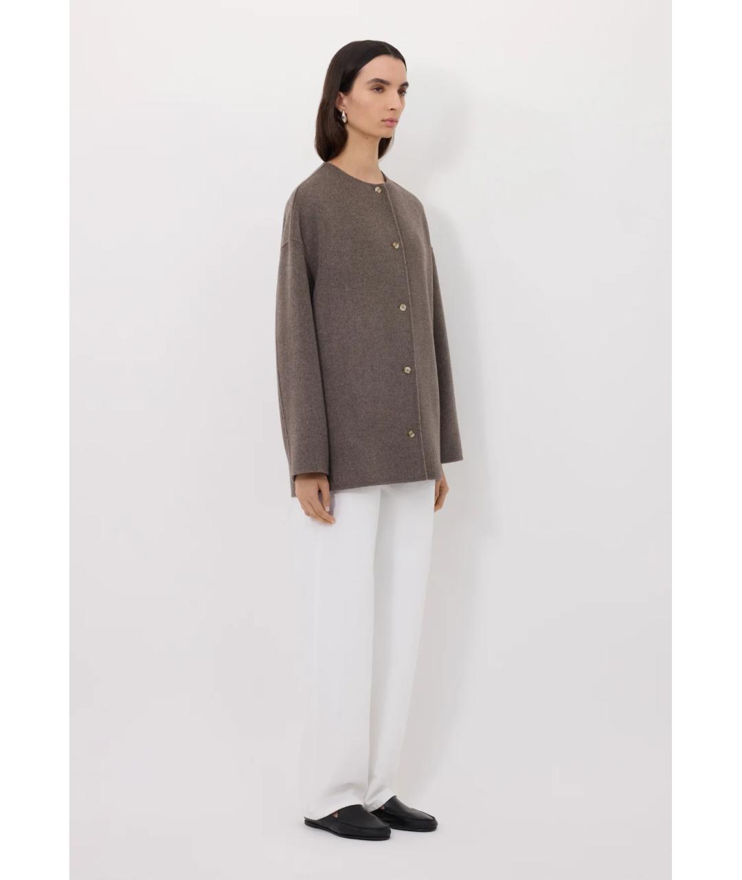 LOULOU DE SAISON Коричневое шерстяное пальто, фото 3