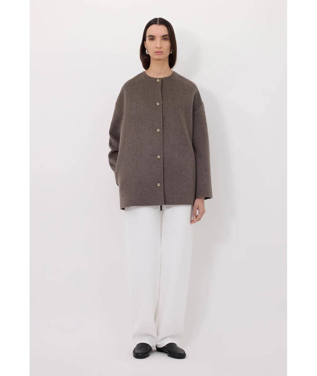 LOULOU DE SAISON Коричневое шерстяное пальто, фото 2