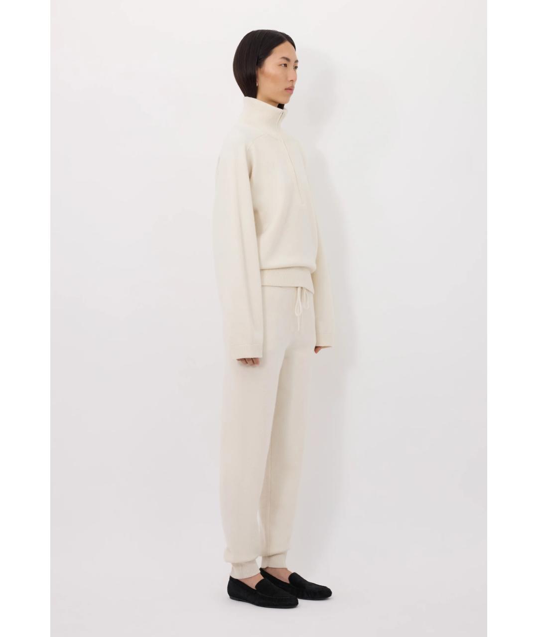 LOULOU DE SAISON Белые кашемировые прямые брюки, фото 3