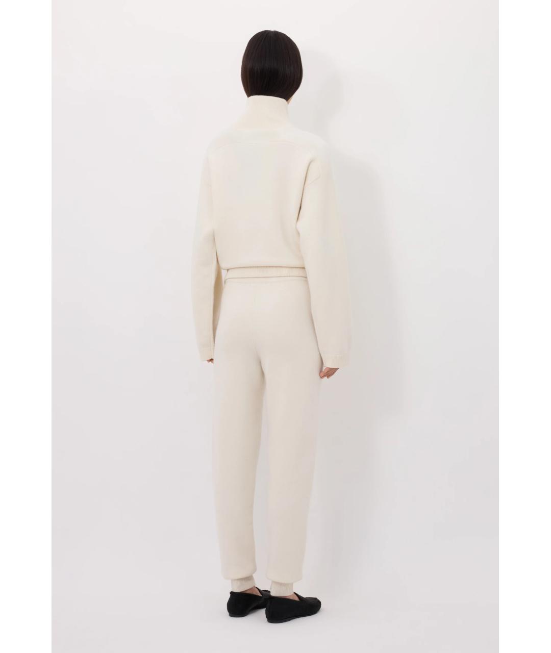 LOULOU DE SAISON Белые кашемировые прямые брюки, фото 5