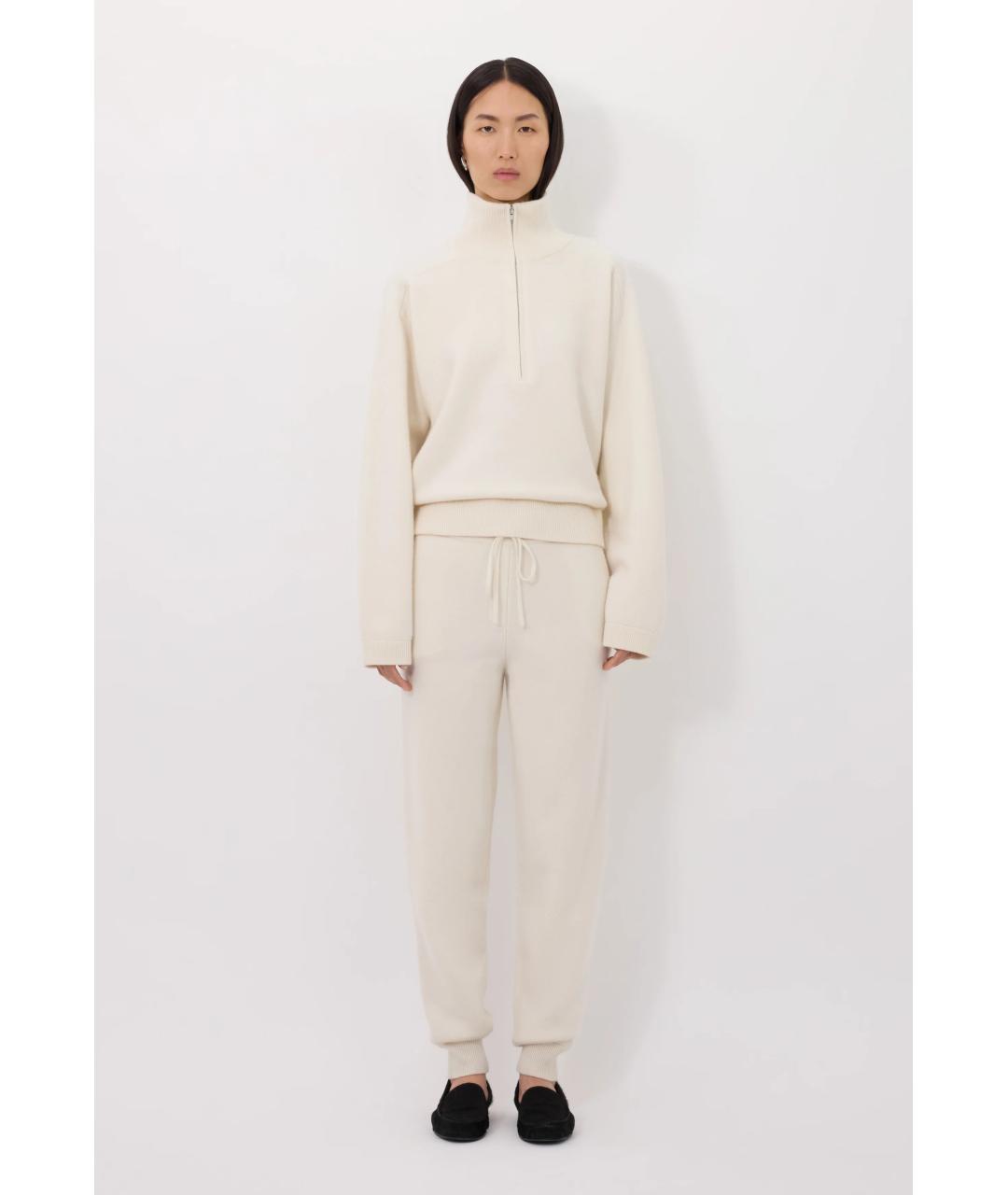 LOULOU DE SAISON Белые кашемировые прямые брюки, фото 2