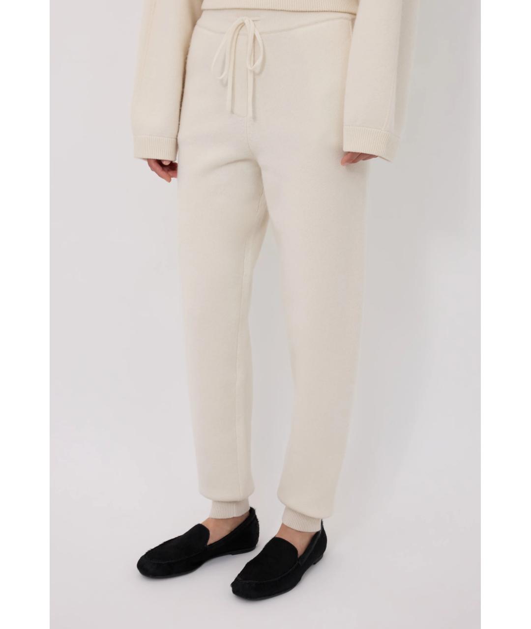 LOULOU DE SAISON Белые кашемировые прямые брюки, фото 4