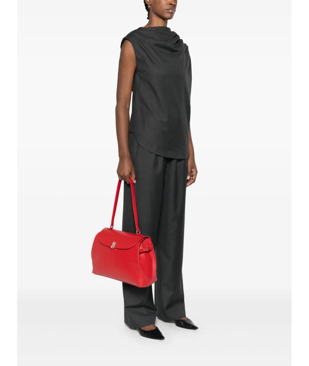 LOULOU STUDIO Красная кожаная сумка тоут, фото 4