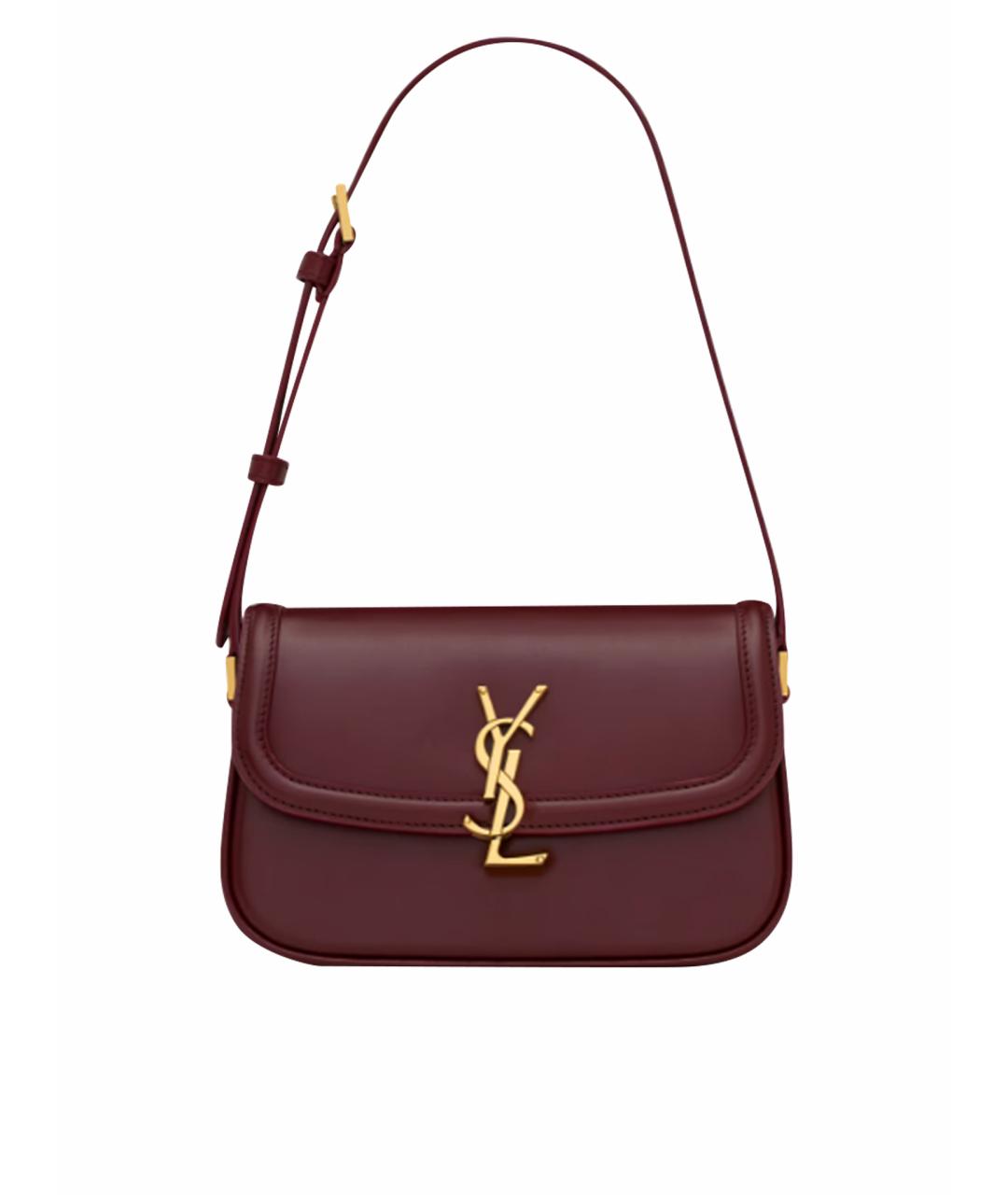 SAINT LAURENT Бордовая кожаная сумка через плечо, фото 1