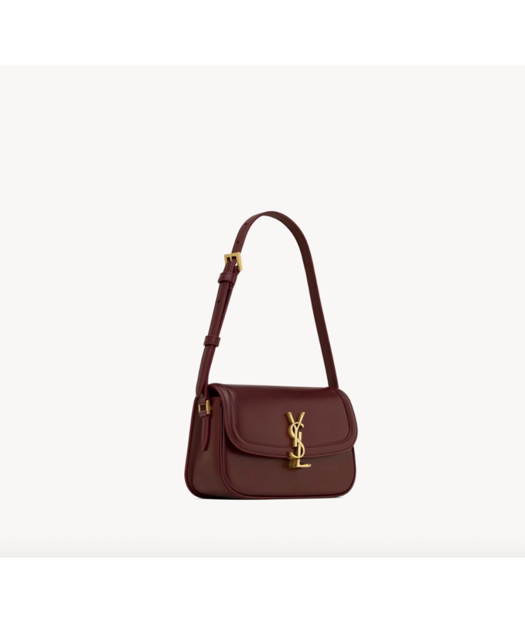SAINT LAURENT Бордовая кожаная сумка через плечо, фото 6
