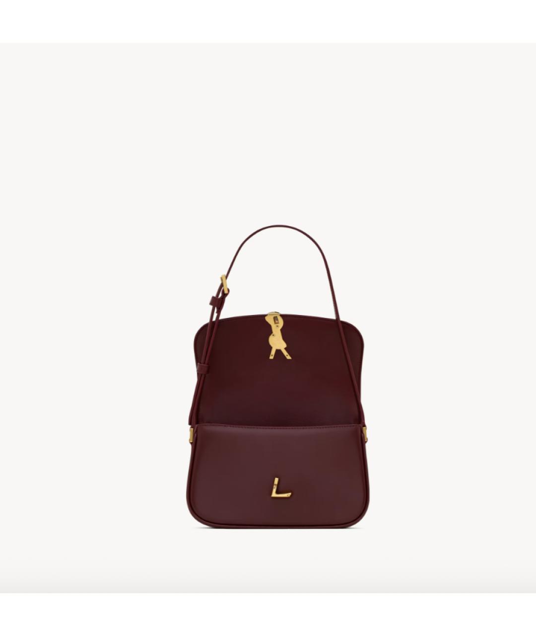 SAINT LAURENT Бордовая кожаная сумка через плечо, фото 5