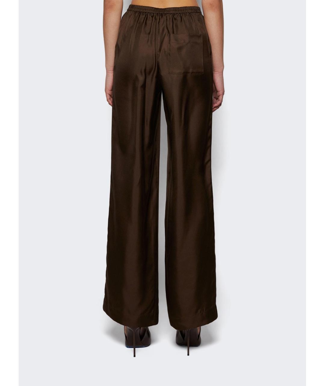 LOULOU DE SAISON Коричневые шелковые прямые брюки, фото 5