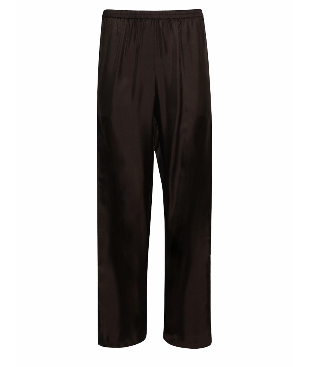 LOULOU DE SAISON Коричневые шелковые прямые брюки, фото 1