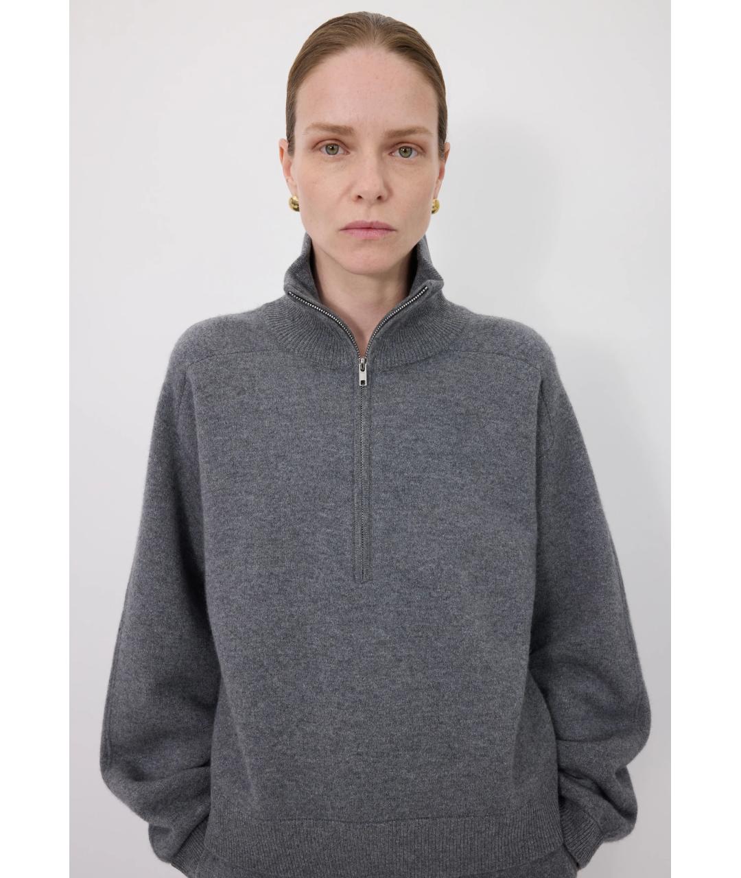 LOULOU DE SAISON Серый кашемировый джемпер / свитер, фото 4