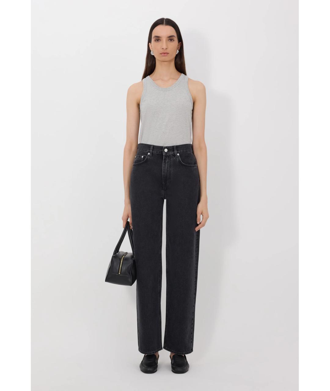 LOULOU DE SAISON Серые хлопковые прямые джинсы, фото 2