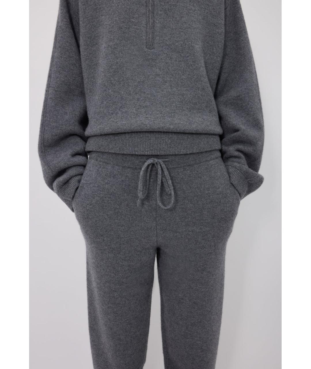 LOULOU DE SAISON Серые кашемировые прямые брюки, фото 4